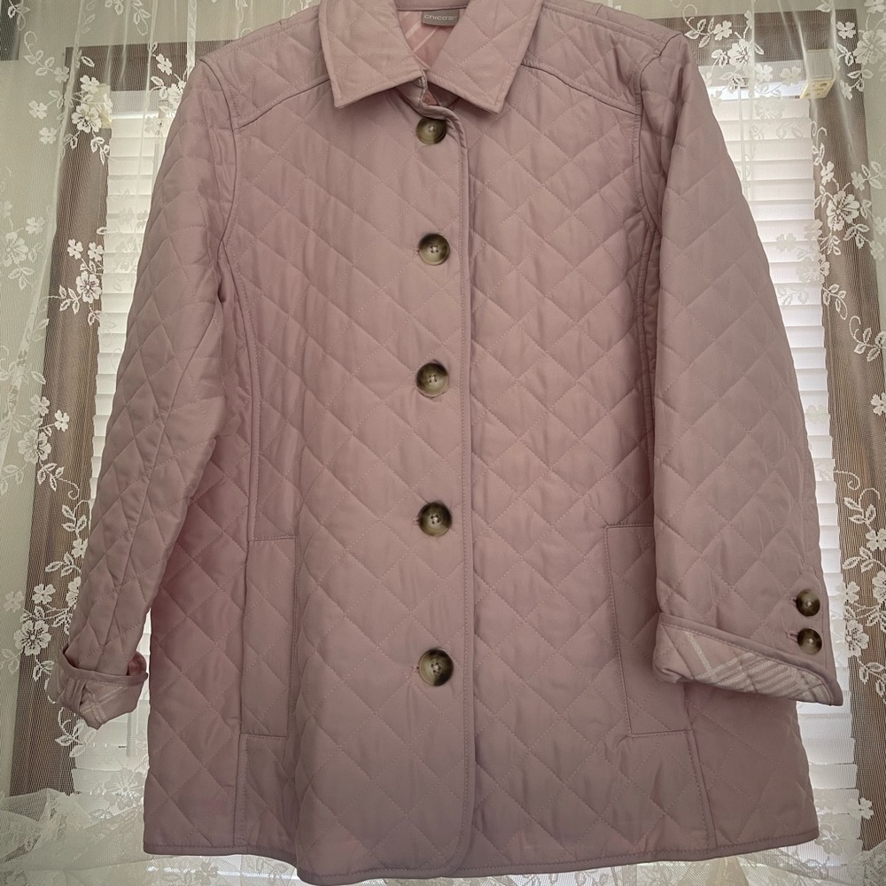 Chico's Light Pink Quilted Puffer Jacket